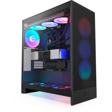 Nzxt h7 flow rgb (2024) obudowa midi tower (czarna | 2x usb-a | 1x usb-c | rgb | szkło hartowane)