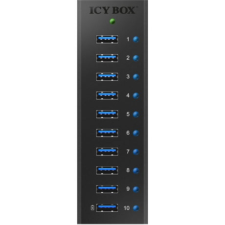 Icy box ib-ac6110 koncentrator USB (czarny, 10x porty USB 3.0)