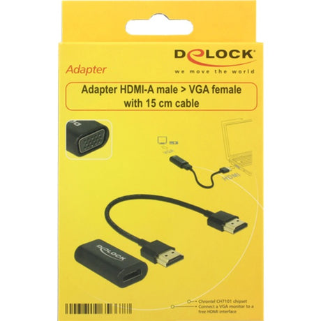 Delock Adapter HDMI A (żeński) > VGA (żeński) (czarny, 0,15 m)