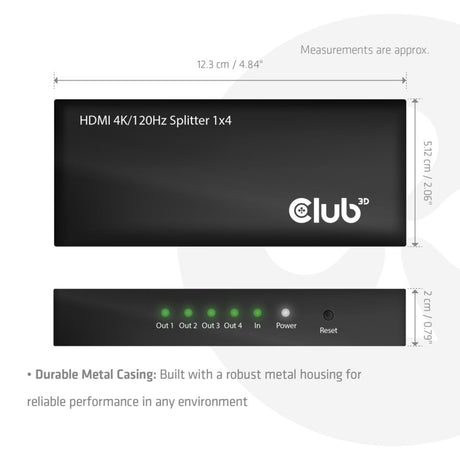 Rozdzielacz Club 3D HDMI 1x > 4x HDMI 4K 120 Hz (czarny)