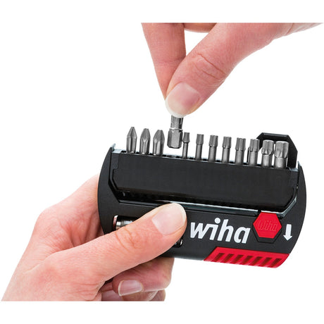 Zestaw bitów Wiha z wybierakiem typu flip, standardowy 25 mm (czarny czerwony, Phillips, Pozidriv, Torx® 13-częściowy 1 4 C6.3 z zaczepem na pasek)