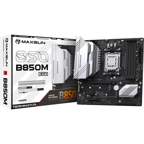 Płyta główna Maxsun MS-Terminator B850M WiFi Socket AM5 (czarna, RAID, 2,5 GB-LAN, WLAN, BT, dźwięk, µATX)