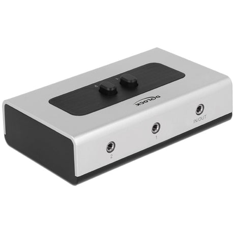 Przełącznik Delock stereo jack 3,5 mm 2 porty, ręczny, dwukierunkowy (szary czarny)