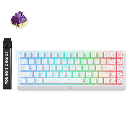 Klawiatura do gier Mchose Ace 68 z efektem Halla i przełącznikiem magnetycznym (biała, układ amerykański (QWERTY), TTC Dragon Lord, 65%, RGB, Hot Swap, USB-C, czujnik Halla)
