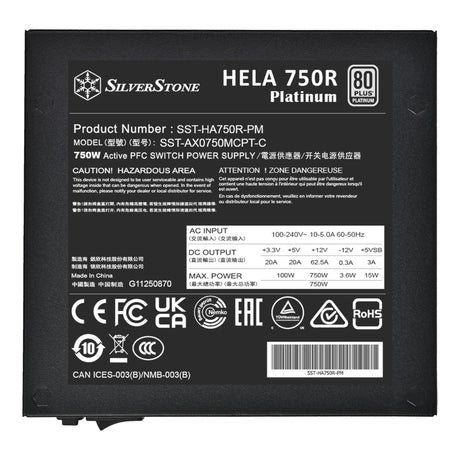 Zasilacz modułowy Silverstone hela 750r platinum o mocy 750 W (czarny, 4x pcie)