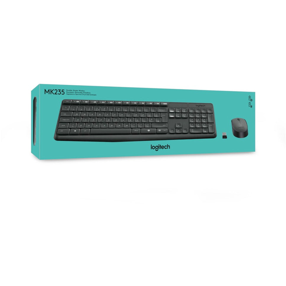 Bezprzewodowy zestaw stacjonarny Logitech mk235 (czarny, układ US-International (QWERTY))