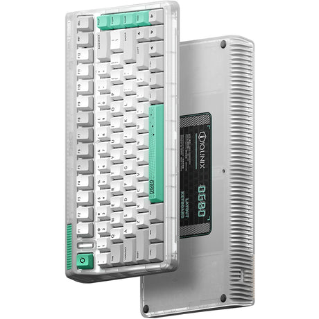 Bezprzewodowa klawiatura mechaniczna z tunelem czasoprzestrzennym Iqunix OG80 (szara, układ US (QWERTY), Cherry MX Brown, 80% (TKL), diody LED RGB, możliwość wymiany podczas pracy, PBT, 2,4 GHz | Bluetooth 5.1 | USB-C)