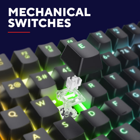 Mechaniczna klawiatura do gier Trust GXT 871 Zora (czarna, układ US (QWERTY), Huano Red, 100%, RGB)