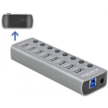 Delock Koncentrator USB 3.2 gen 1 z 7 portami Koncentrator USB (szary)
