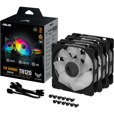 Wentylatory z odwróconą obudową Asus tuf gaming tr120 argb (czarne, 3 sztuki, 120 x 120 x 28 mm)