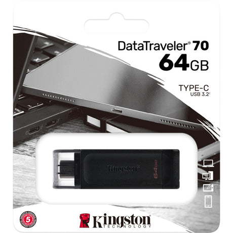 Pendrive Kingston Data Traveller 70 64 GB (czarny, dt70 64 GB, USB-C 3.2 gen 1)