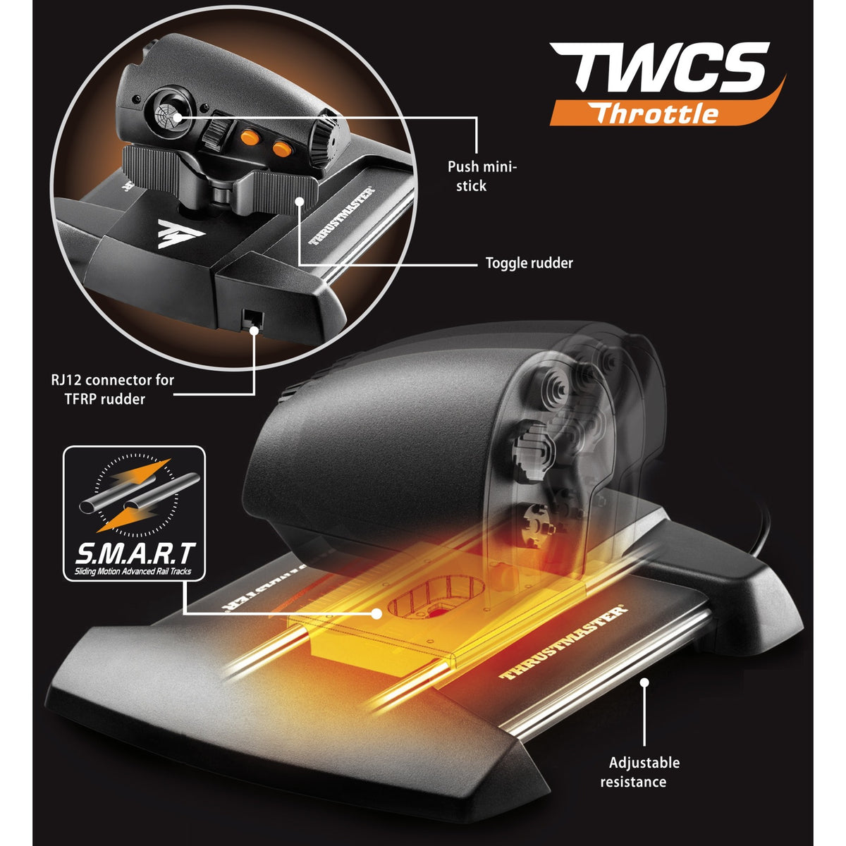 Thrustmaster T.16000M FCS Hotas Gaming Hotas (czarny pomarańczowy, PC)