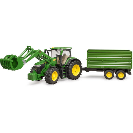 Bruder John Deere 7R 350 z ładowaczem czołowym i przyczepą transportową model pojazdu (03155)