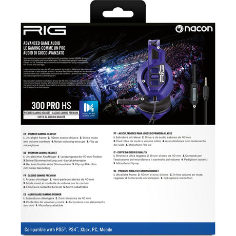 Nacon Rig 300 Pro HS Cosmic Over-Ear Gamingowy zestaw słuchawkowy (fioletowy, Playstation 4, Playstation 5, Windows, Nintendo Switch)