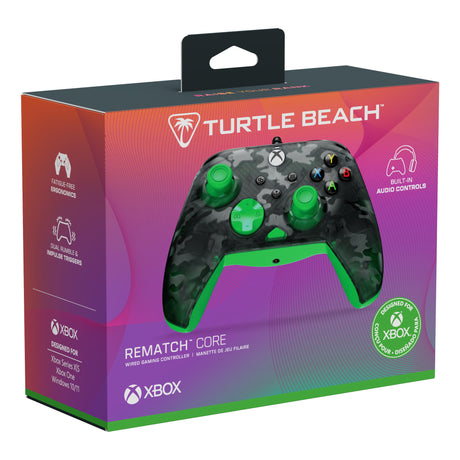 Kontroler przewodowy Turtle Beach Rematch Core (czarny zielony, Xbox Series X|S, Xbox One, PC)