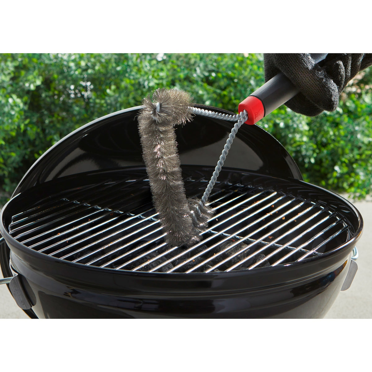 Trójstronna szczotka do czyszczenia Weber szczotka do czyszczenia grilla (czarno-czerwona, 30 cm)