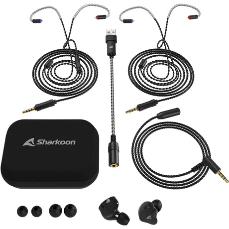 Sharkoon stealthbite iem in-ear oortjes (zwart, pc, usb-a, ubs-c, 3,5 mm)