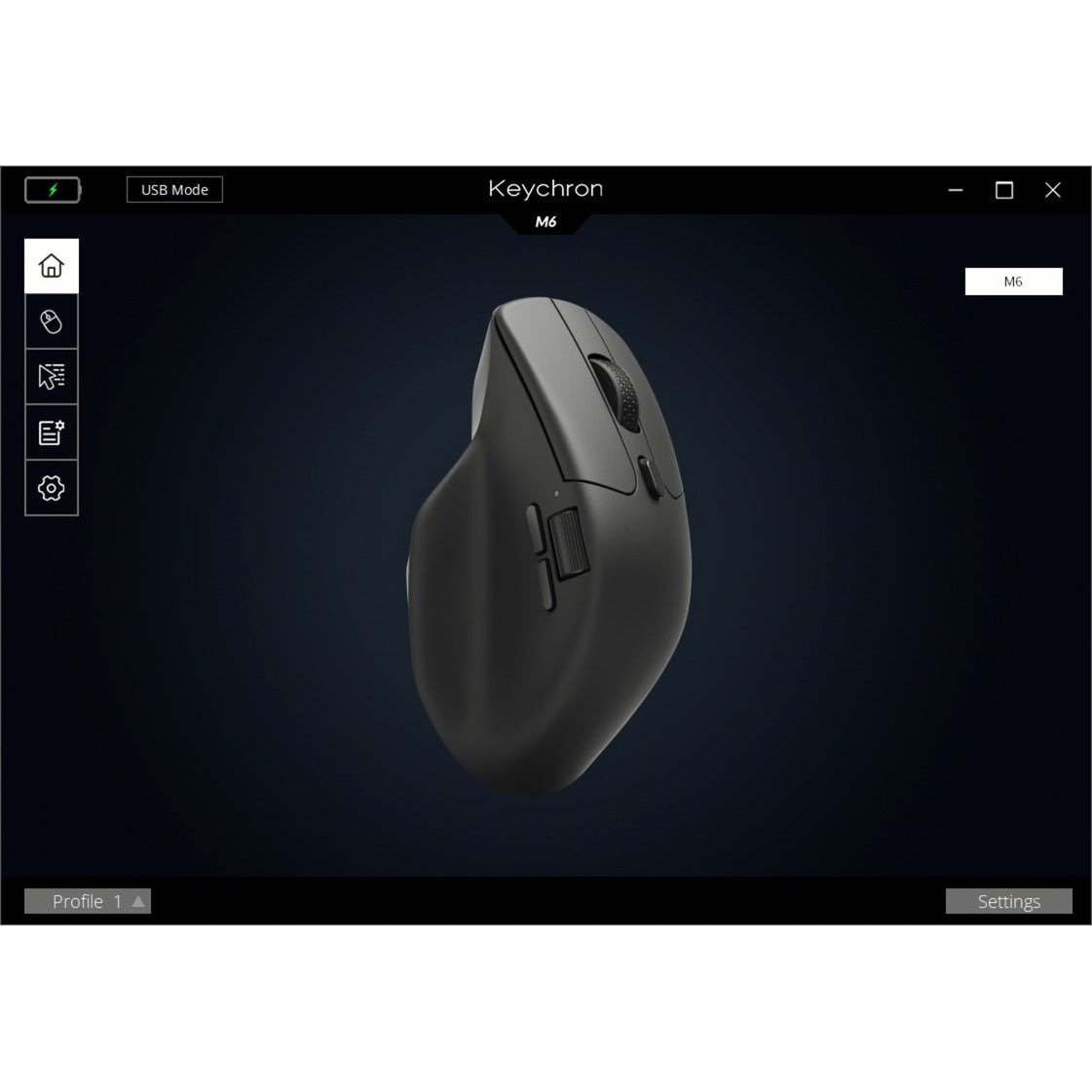 Mysz bezprzewodowa Keychron m6-a1 (czarna, 100 - 26 000 dpi, USB-C Bluetooth 5.1 2,4 GHz)