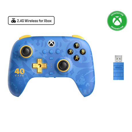 Kontroler 8bitdo Ultimate z 3 trybami dla konsoli Xbox - rzadka edycja z okazji 40. rocznicy (niebieskie złoto, xbox series x|s, xbox one, pc, bluetooth usb-c 2,4 GHz)