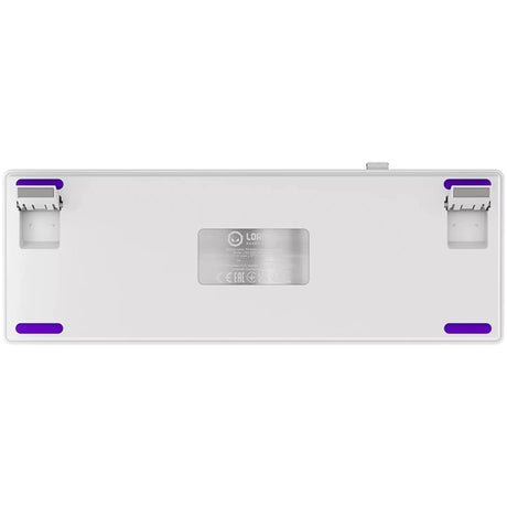Mechaniczna klawiatura do gier Lorgar kbp70mw rgb (biała, układ amerykański (qwerty), logar toksyczny fiolet, 65%, rgb, możliwość wymiany podczas pracy, podwójny strzał pbt, bluetooth | 2,4 GHz | usb)