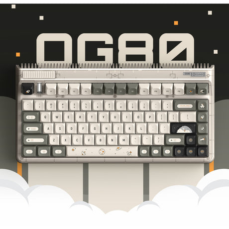 Bezprzewodowa klawiatura mechaniczna Iqunix og80 hitchhiker (szara, układ amerykański (qwerty), wiśnia mx cicha czerwona, 80% (tkl), diody rgb, możliwość wymiany podczas pracy, pbt, 2,4 ghz | bluetooth 5.1 | usb-c)