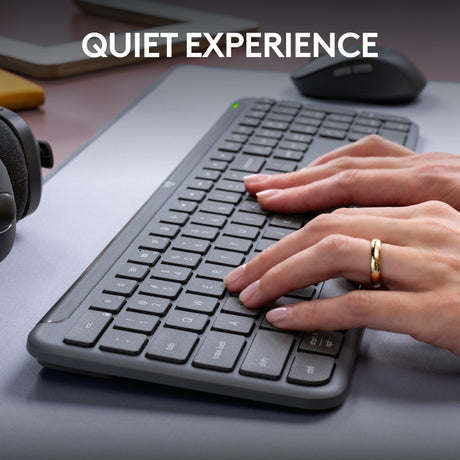 Zestaw bezprzewodowych komputerów stacjonarnych Logitech mk950 Signature Slim (grafit, układ USA-International (QWERTY), 400 - 4000 dpi)