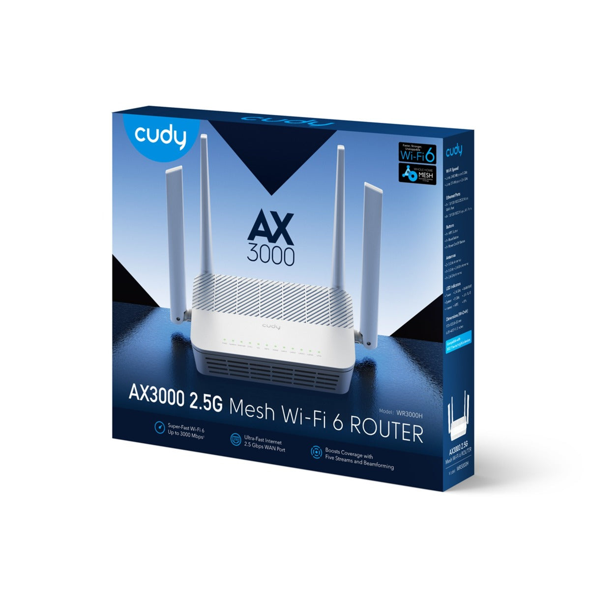 Cudy ax3000 2,5g router Wi-Fi 6 mesh (biały, wr3000h, mesh)