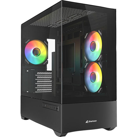 Obudowa mini tower Sharkoon mk6 rgb (czarna | 2x usb-a | 1x usb-c | rgb | szkło hartowane)