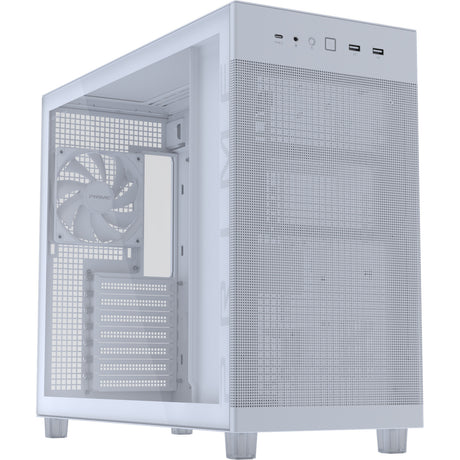 Asus Prime Ap303 - Obudowa Midi Tower z panelem ze szkła hartowanego (biała | 2x USB-A | 1x USB-C | Szkło hartowane)