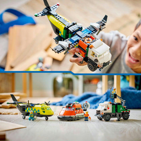 Lego City Great Vehicles 60505 remiks samolotu, pojazdu serwisowego i poduszkowca
