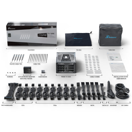 Modułowy zasilacz Seasonic Prime TX-1300 o mocy 1300 W (czarny, 1x 12vhpwr, 6x pcie)