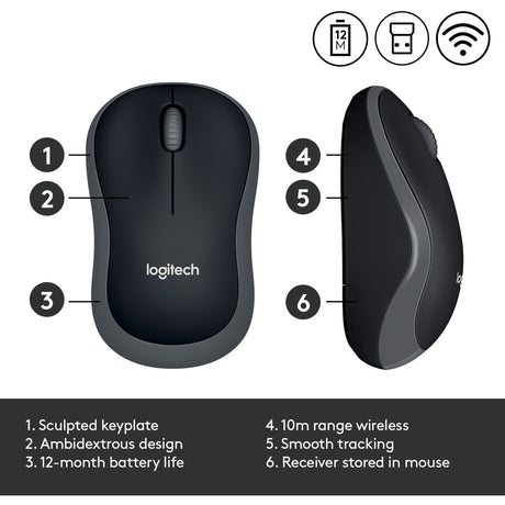 Mysz Logitech M185 szara, czarna