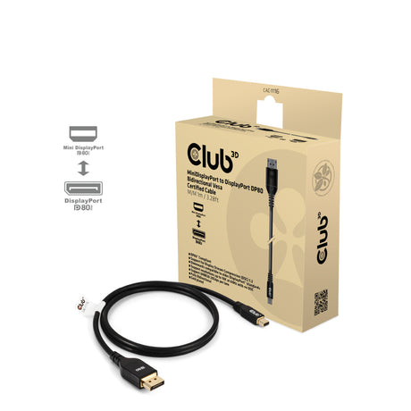 Dwukierunkowy adapter Club 3D Mini DisplayPort na DisplayPort DP80 (czarny, 1 metr, certyfikat Vesa)