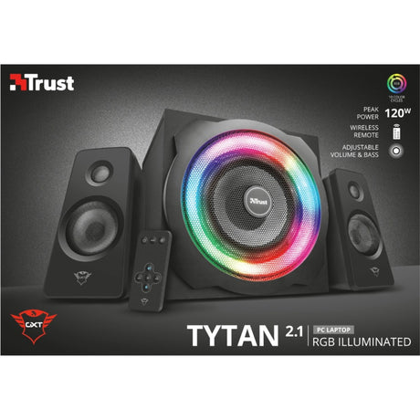 Trust GXT 629 Tytan Zestaw głośników 2.1 z podświetleniem RGB Głośnik do komputera (czarny)