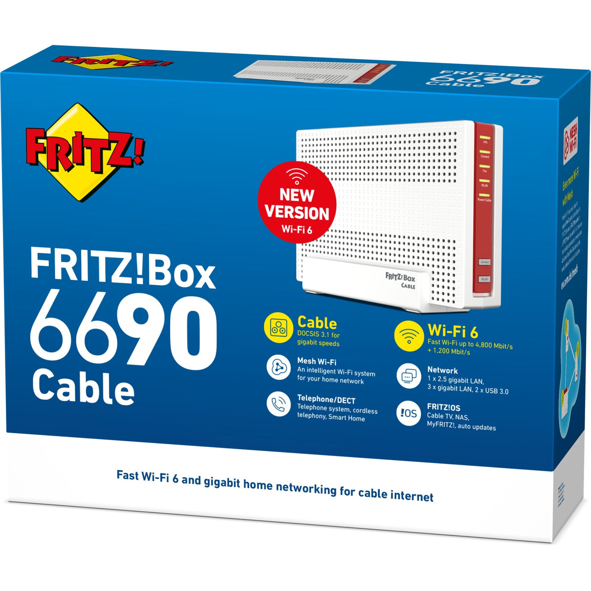 Fritz! międzynarodowy router kablowy box 6690 (biały czerwony)