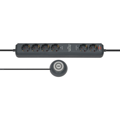 Listwa zasilająca Brennerstuhl eco-line komfortowy wyłącznik plus el csp 24 6-kierunkowa antracytowa 1,5 m h05vv-f 3g1,5 2 stałe, 4 przełączane zewnętrzne przełączniki nożne
