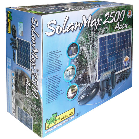 Pompa akumulatorowa Ubbink solarmax 2500 (czarna, z panelem słonecznym, pompą i baterią)