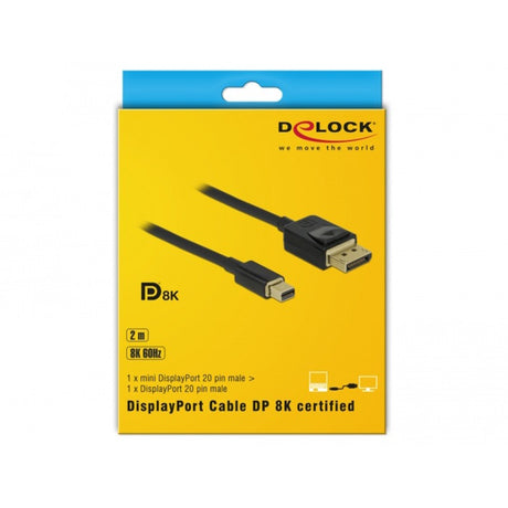 Delock kabel mini displayport > displayport (czarny, 2 metry, 8k 60 hz)