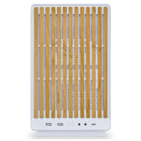 Lian li a3-matx biała (edycja drewniana) obudowa midi tower (biały kolor drewna | 2x USB-A | 1x USB-C | szkło hartowane)