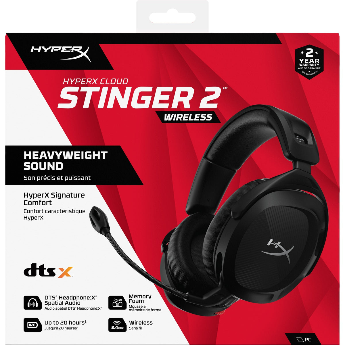Bezprzewodowy nauszny zestaw słuchawkowy do gier Hyperx Cloud Stinger 2 (czarny)