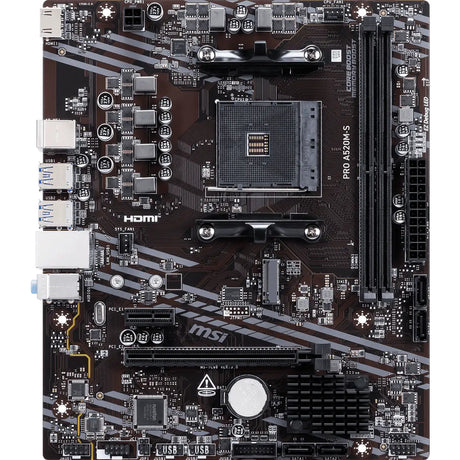 Msi pro a520m-s socket am4 moederbord (raid, gb-lan, sound, µatx)