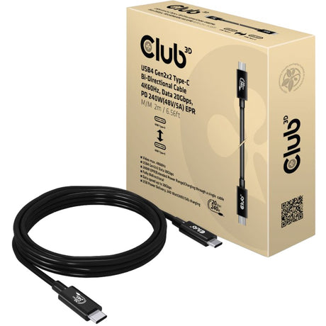 Kabel dwukierunkowy Club 3D USB4-C Gen2x2 (czarny, 2 metry)