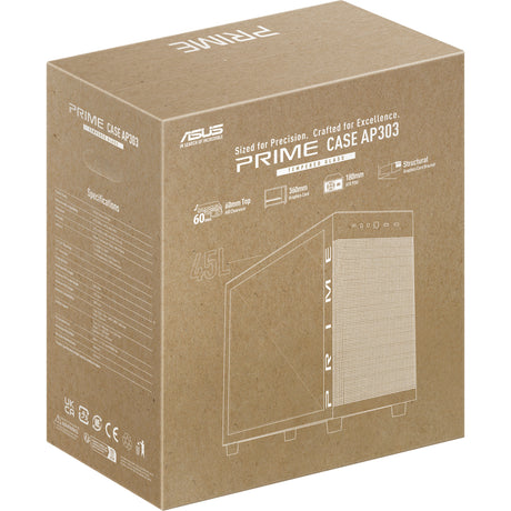 Asus Prime Ap303 - Obudowa Midi Tower z panelem ze szkła hartowanego (czarna | 2x USB-A | 1x USB-C | Szkło hartowane)