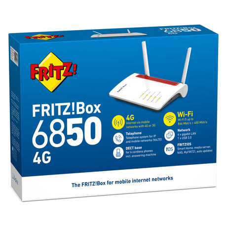Fritz! router międzynarodowy box 6850 4g edycja (biały czerwony, mesh Wi-Fi, 4g 3g)
