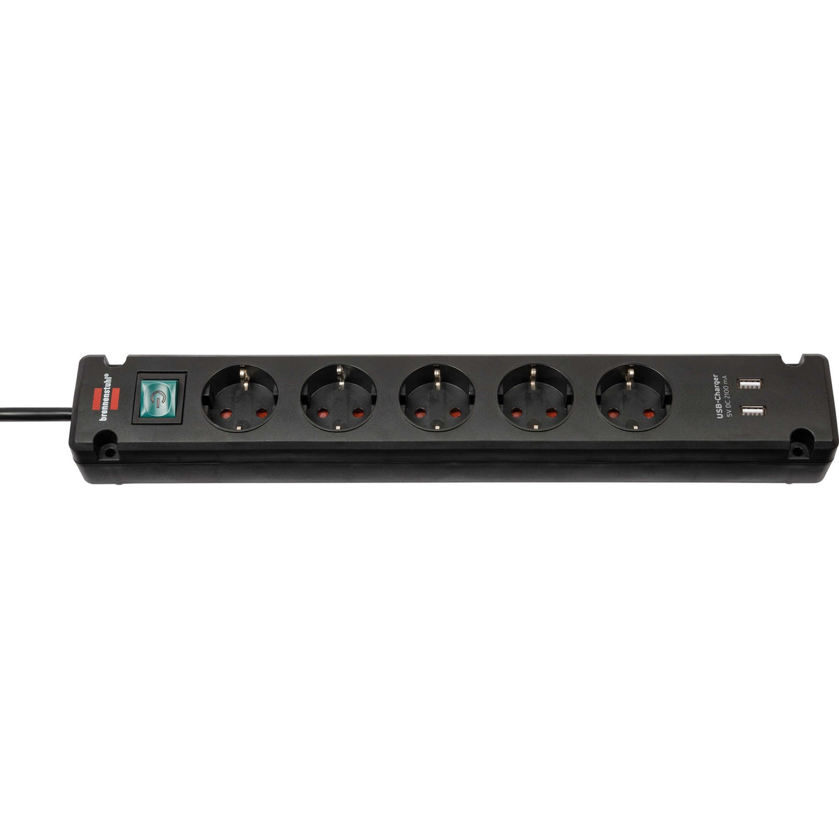 Listwa zasilająca Brennerstuhl bremounta 5-kierunkowa listwa zasilająca (czarna, 2x USB)