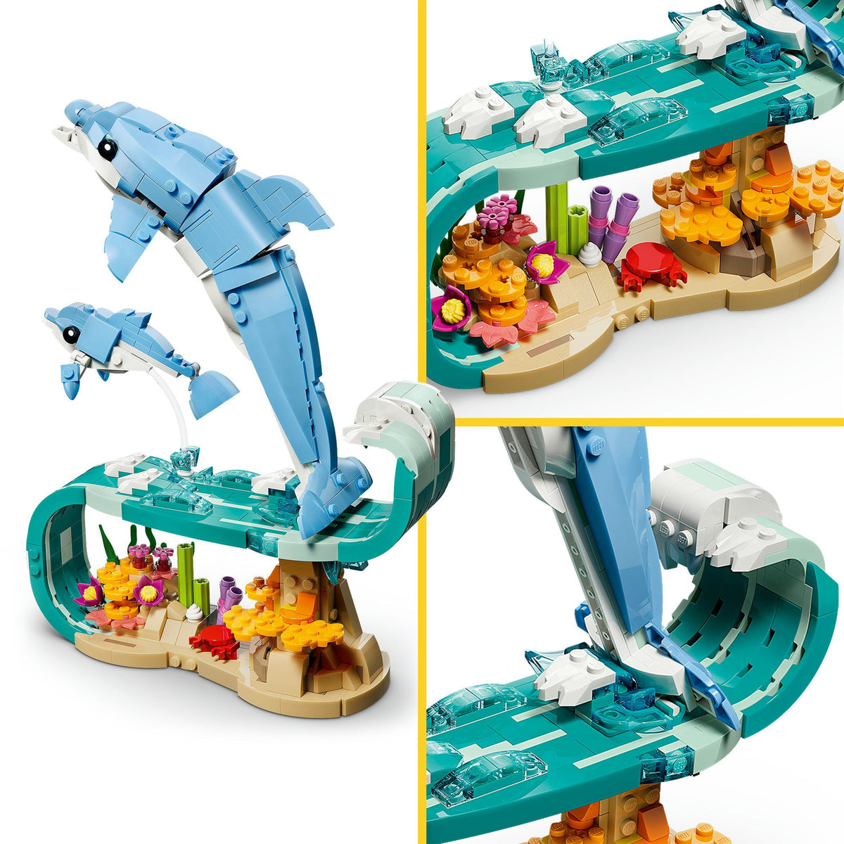 Lego® Creator Zwierzęta morskie 3 w 1: piękne delfiny - przebuduj na konika morskiego lub kraba - 31385