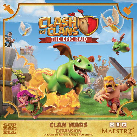 Asmodee clash of clans: the epic raid - gra planszowa z rozszerzeniem Clan Wars (angielski, 2–6 graczy, 45–90 minut, od 12 lat, rozszerzenie)