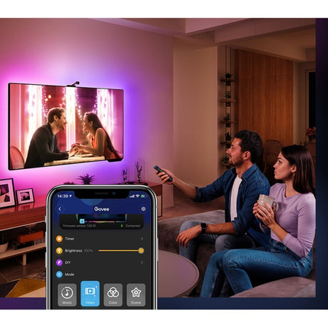 Govee H6199 DreamView T1 Nastrojowe oświetlenie podświetlenia telewizora (5 metrów, RGBIC, WiFi, Bluetooth, dla telewizorów 75 - 85 cali)