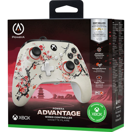 Kontroler Powera Advantage z kablem do konsoli Xbox x|s - nirwana wojownika (magnolia white, xbox series x|s, xbox one, PC)