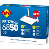 Fritz! box 6850 5g międzynarodowy router WLAN LTE (biały czerwony, mesh Wi-Fi, 4g (lte), 3g (umts hspa+)